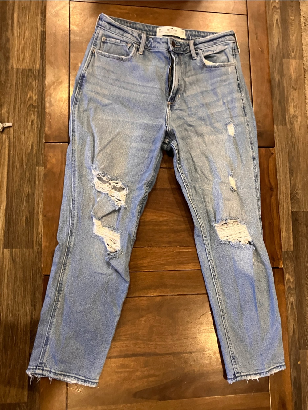 Hollister Light Blue Distressed Mom Jean